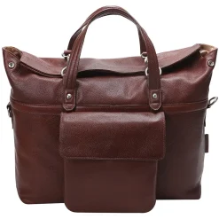 Leather Roll Top Laptop Briefcase, Edgefield, Pebble Grain Calfskin Leather, Brown (88754)<McKlein Discount