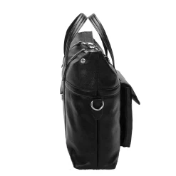 Leather Roll Top Laptop Briefcase, Edgefield, Pebble Grain Calfskin Leather, Black (88755)<McKlein Online