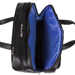 Limited Edition Laptop Rolling Briefcase, Black Leather (80505C)<McKlein
