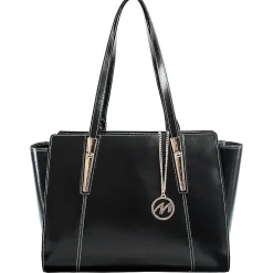 M Series, ALDORA, Genuine Cowhide Leather, Ladies' Tote with Tablet Pocket, Black (97505)<McKlein New