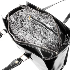 M Series, ALDORA, Genuine Cowhide Leather, Ladies' Tote with Tablet Pocket, Black (97505)<McKlein New