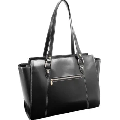 M Series, ALDORA, Genuine Cowhide Leather, Ladies' Tote with Tablet Pocket, Black (97505)<McKlein New
