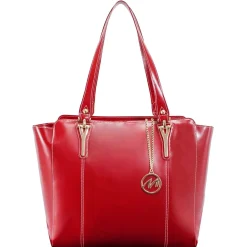M Series ALICIA Genuine Leather Ladies' Tote with Tablet Pocket, Red (97516)<McKlein