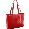 M Series, ALYSON, Genuine Cowhide Leather, Ladies' Tote with Tablet Pocket, Red (97536)<McKlein Discount