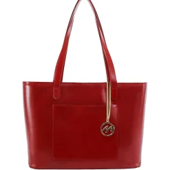 M Series, ALYSON, Genuine Cowhide Leather, Ladies' Tote with Tablet Pocket, Red (97536)<McKlein Discount