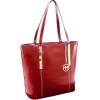 M Series Cristina Red Leather Tote with Tablet Pocket (97546)<McKlein Sale