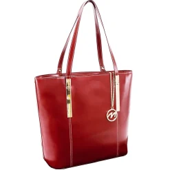 M Series Cristina Red Leather Tote with Tablet Pocket (97546)<McKlein Sale