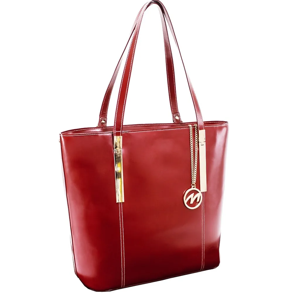M Series Cristina Red Leather Tote with Tablet Pocket (97546)<McKlein Sale