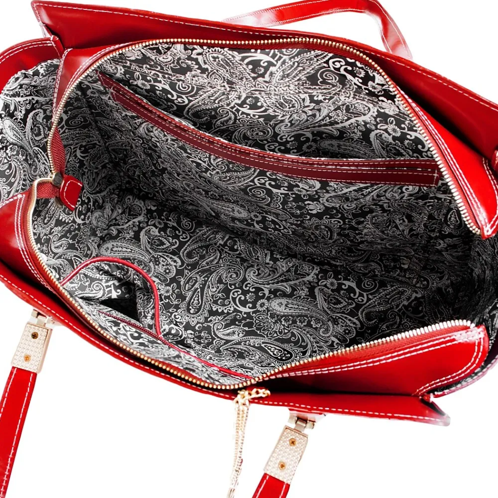M Series Cristina Red Leather Tote with Tablet Pocket (97546)<McKlein Sale