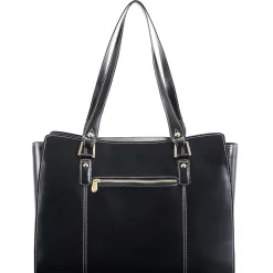 M Series, GLENNA, Genuine Cowhide Leather, Ladies' Tote with Tablet Pocket, Black (97555)<McKlein