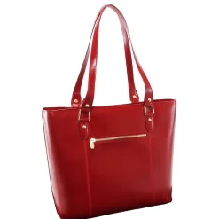 M Series, SAVARNA, Genuine Cowhide Leather, Ladies' Tote with Tablet Pocket, Red (97576)<McKlein Hot
