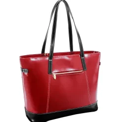 M Series Serafina Red Leather Tote with Tablet Pocket (97566)<McKlein Hot