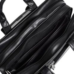 P Series Laptop Briefcase, Black Leather (86445)<McKlein