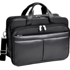 R Series Laptop Briefcase, Black Leather (83985)<McKlein