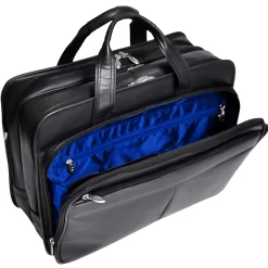 R Series Laptop Briefcase, Black Leather (83985)<McKlein