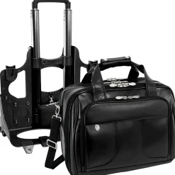 R Series Laptop Rolling Briefcase, Black Leather (83585)<McKlein Sale