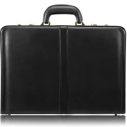 Reagan Attache Briefcase, Top Grain Cowhide Leather, Black (80445)<McKlein Sale