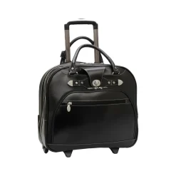 Laptop Bags|McKlein REDWOOD 15" Leather Rolling Laptop Bag, Black (99695)