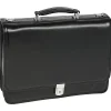River North Triple Compartment Laptop Briefcase, Full Grain Cashmere Napa Leather, Black (43555)<McKlein Discount
