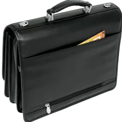 River North Triple Compartment Laptop Briefcase, Full Grain Cashmere Napa Leather, Black (43555)<McKlein Discount