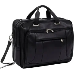 S Series Laptop Briefcase, Black Leather (15715)<McKlein Clearance