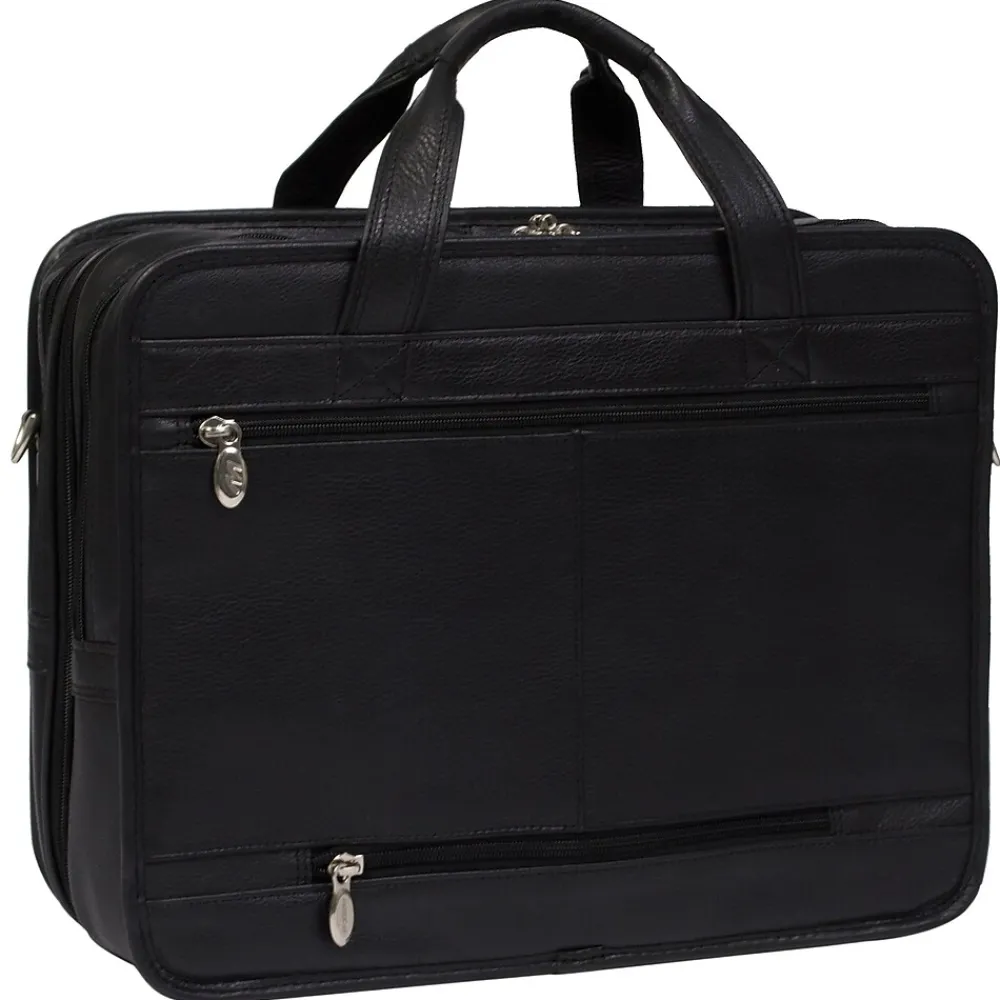 S Series Laptop Briefcase, Black Leather (15715)<McKlein Clearance