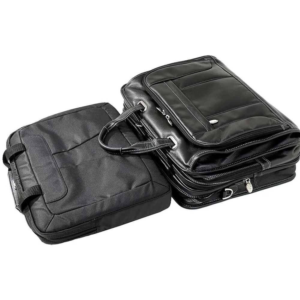 S Series Laptop Briefcase, Black Leather (15715)<McKlein Clearance