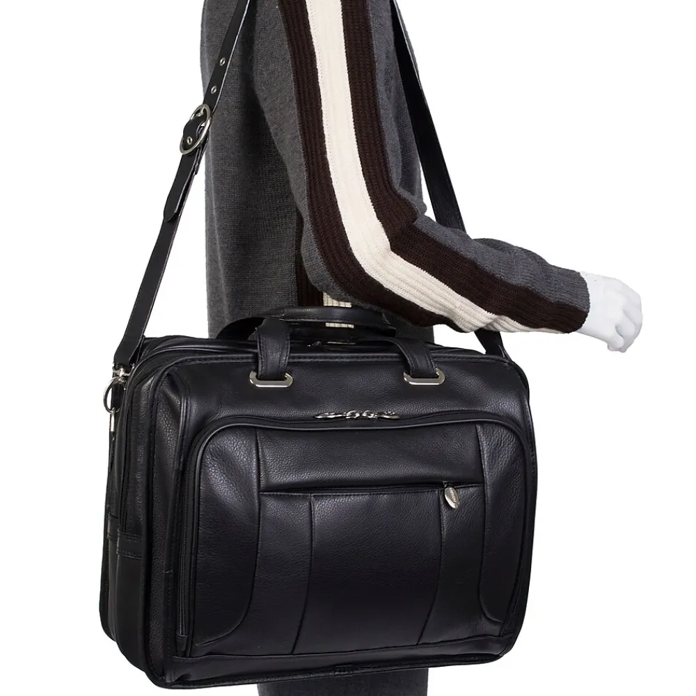 S Series Laptop Briefcase, Black Leather (15715)<McKlein Clearance