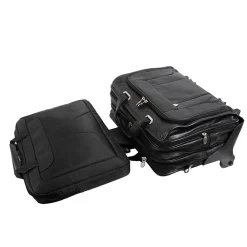 S Series Laptop Rolling Briefcase, Black Leather (15705)<McKlein Sale