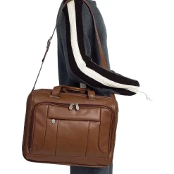 S Series, RIVER WEST, Pebble Grain Calfskin Leather, Fly-Through Checkpoint-Friendly Laptop Briefcase, Brown (15714)<McKlein Sale