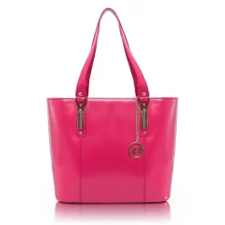 SAVARNA Fuchsia Genuine Leather Tote with Tablet Pocket, Large (97573)<McKlein New