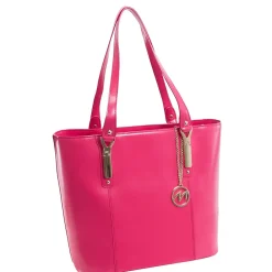 SAVARNA Fuchsia Genuine Leather Tote with Tablet Pocket, Large (97573)<McKlein New