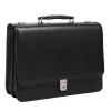 V Series, LEXINGTON, Top Grain Cowhide Leather,Flapover Double Compartment Briefcase, Black (83545)<McKlein Hot