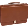 V Series, LEXINGTON, Top Grain Cowhide Leather,Flapover Double Compartment Briefcase, Brown (83544)<McKlein Sale