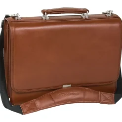 V Series, LEXINGTON, Top Grain Cowhide Leather,Flapover Double Compartment Briefcase, Brown (83544)<McKlein Sale