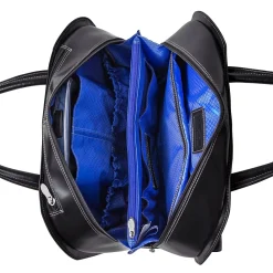 W Series Laptop Briefcase, Black Leather (96185A)<McKlein New