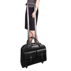 W Series Laptop Briefcase, Black Leather (96185A)<McKlein New