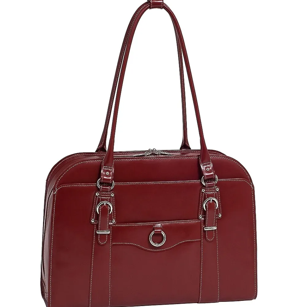 W Series Laptop Briefcase, Red Trimmed In Sand Leather (96526)<McKlein Outlet