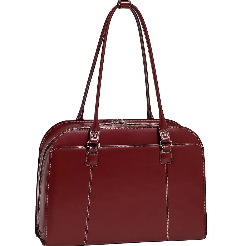 W Series Laptop Briefcase, Red Trimmed In Sand Leather (96526)<McKlein Outlet