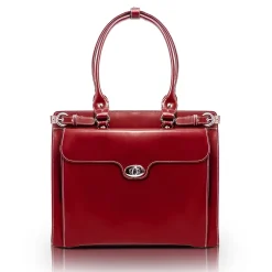 W Series Laptop Briefcase, Red Leather (94836)<McKlein Sale