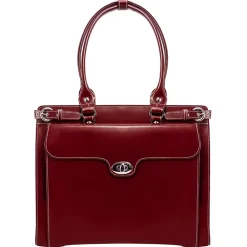 W Series Laptop Briefcase, Red Leather (94836)<McKlein Sale