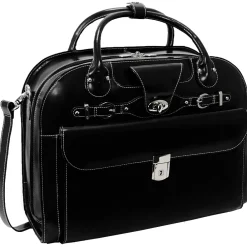 W Series, ROSEVILLE, Genuine Cowhide Leather, Checkpoint-Friendly Detachable Wheeled Laptop Briefcase, Black (96645)<McKlein Clearance