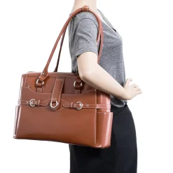 WILLOW SPRINGS W Series Laptop Briefcase, Brown Genuine Leather (96564)<McKlein New