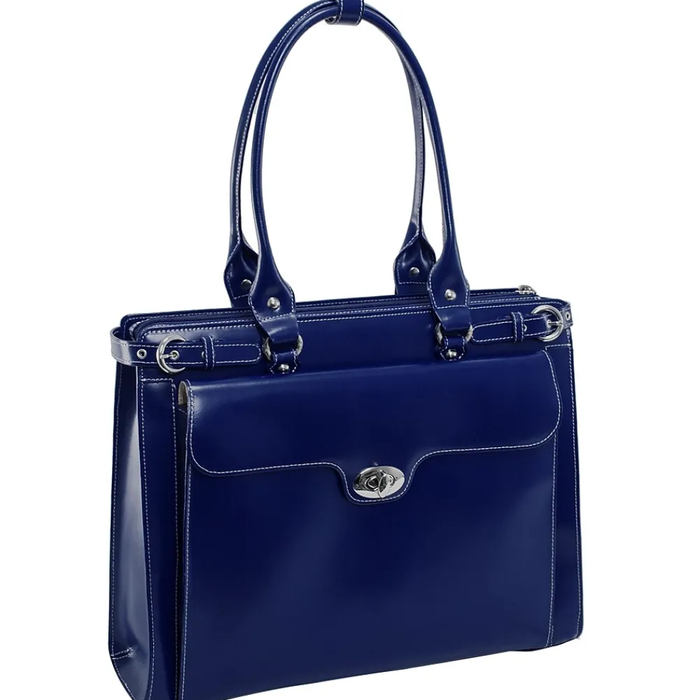 WINNETKA W Series Laptop Briefcase, Navy Genuine Leather (94837)<McKlein New