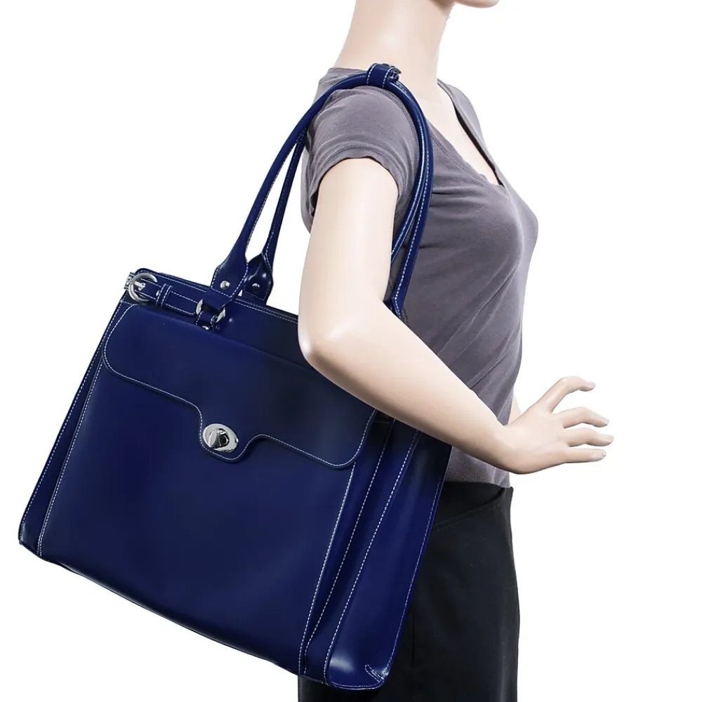 WINNETKA W Series Laptop Briefcase, Navy Genuine Leather (94837)<McKlein New
