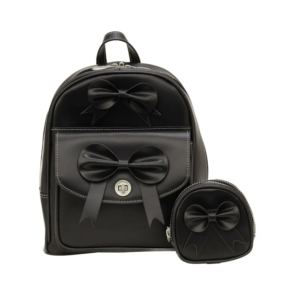 McKlein USA ACADIA Mini Bow Backpack with Coin Purse, Black (99715)