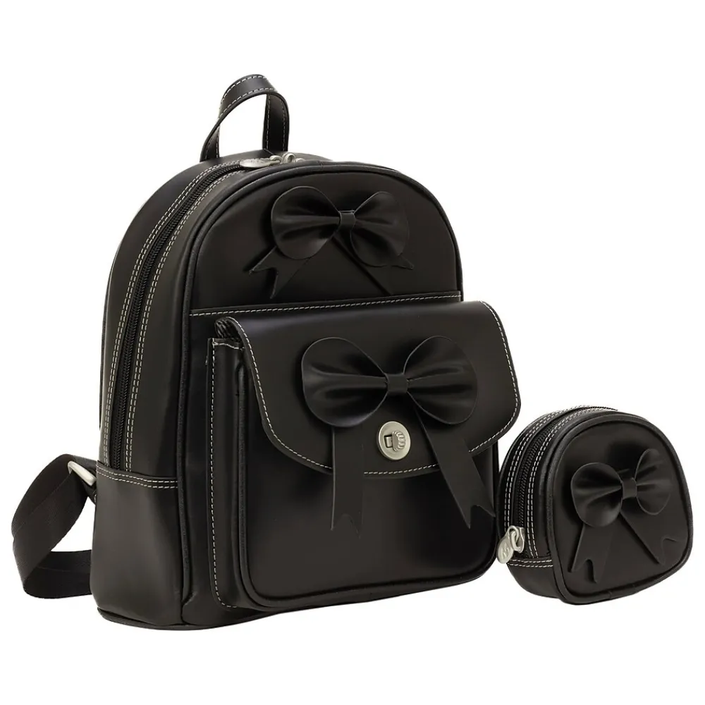 McKlein USA ACADIA Mini Bow Backpack with Coin Purse, Black (99715)
