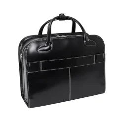 USA Berkeley W Series Leather Rolling Briefcase, Black (97045)<McKlein Clearance