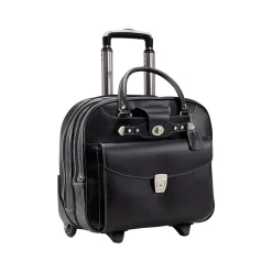 Laptop Bags|McKlein USA DENALI 15" Leather Rolling Laptop Bag, Black (99705)