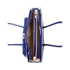 USA Lake Forest W Series Leather Dual Compartment Briefcase, Navy (94337)<McKlein